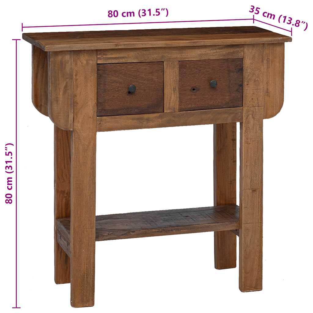 vidaXL Console Table Mixed Recycled Wood 80x35x80 cm