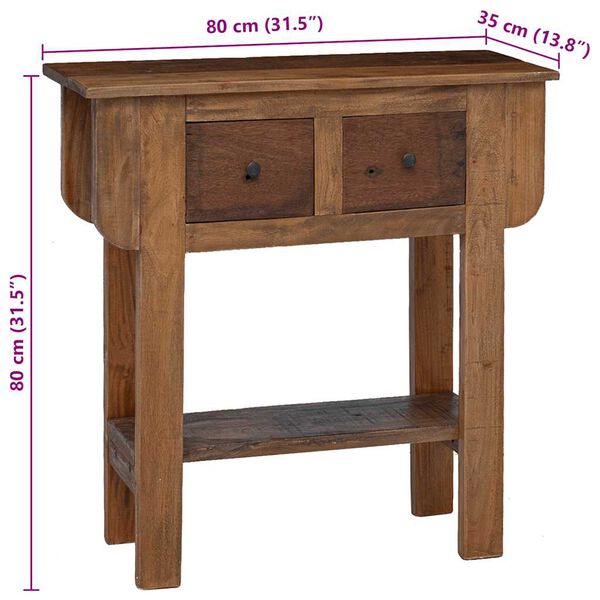 vidaXL Console Table Mixed Recycled Wood 80x35x80 cm