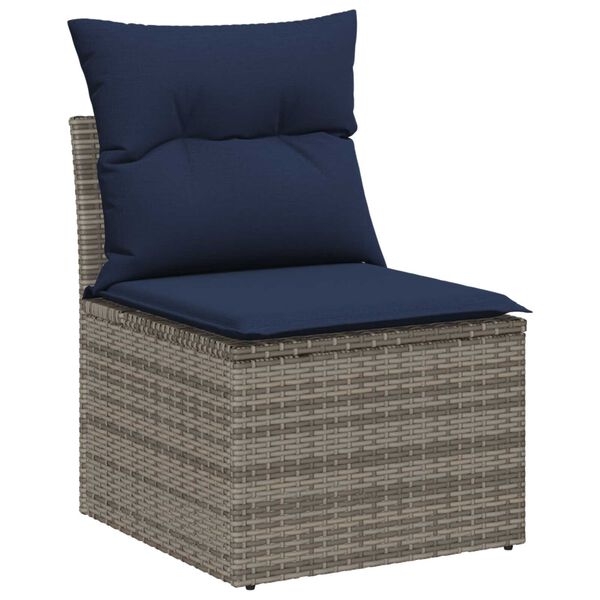 vidaXL 6 Piece Garden Sofa Set with Cushions - Grey Poly Rattan