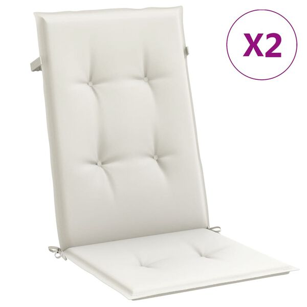 vidaXL Highback Chair Cushions 2 pcs Melange Cream 120x50x4 cm Fabric