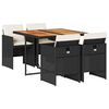 vidaXL 5 Piece Garden Dining Set with Cushions Black Poly Rattan