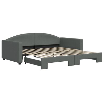 vidaXL Daybed with Trundle without Mattress Dark Grey 100x190 cm