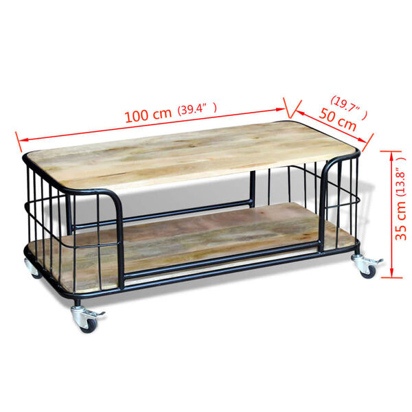 vidaXL Coffee Table Solid Mango Wood 100x50x35 cm