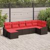vidaXL Sofa Set with Cushion 7 pcs Brown Poly Rattan