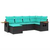 vidaXL 6 Piece Garden Sofa Set with Cushions Black Poly Rattan