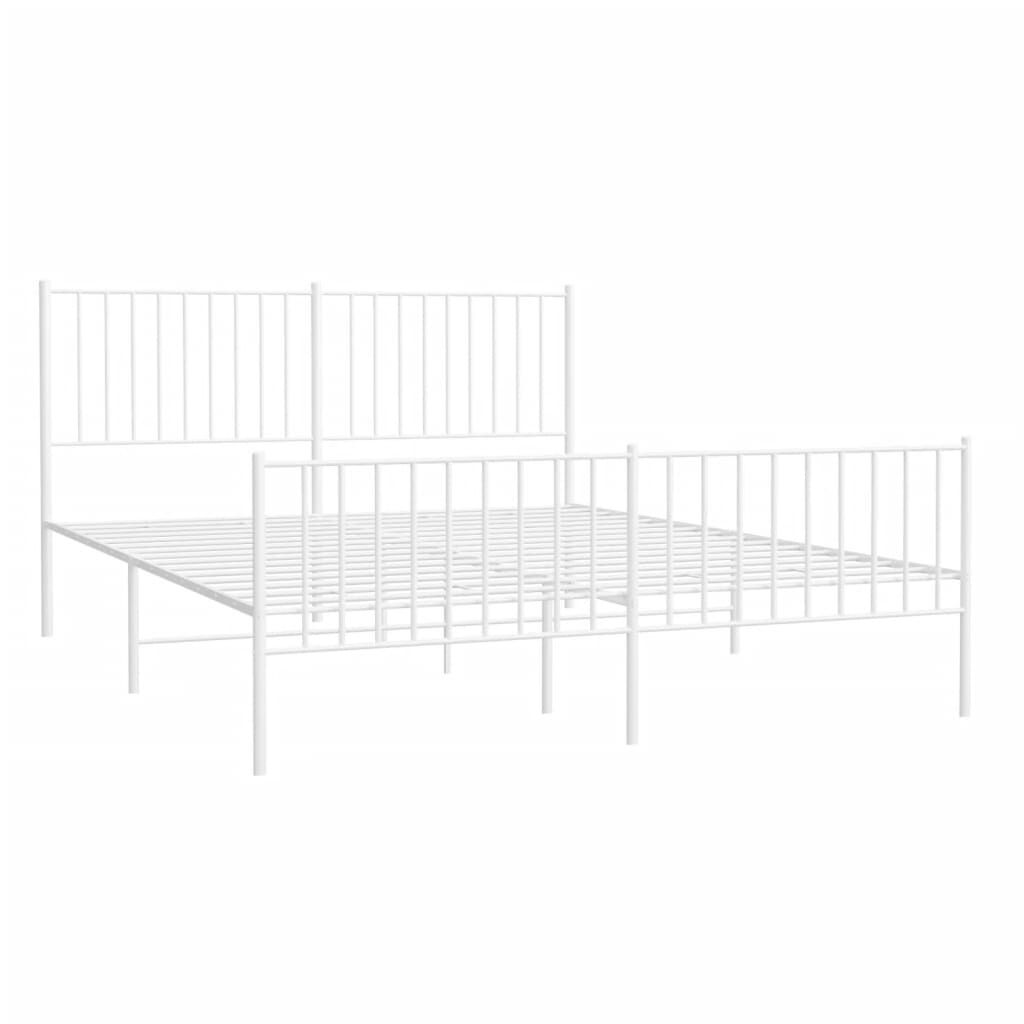 vidaXL Metal Bed Frame without Mattress with Footboard White 150x200cm