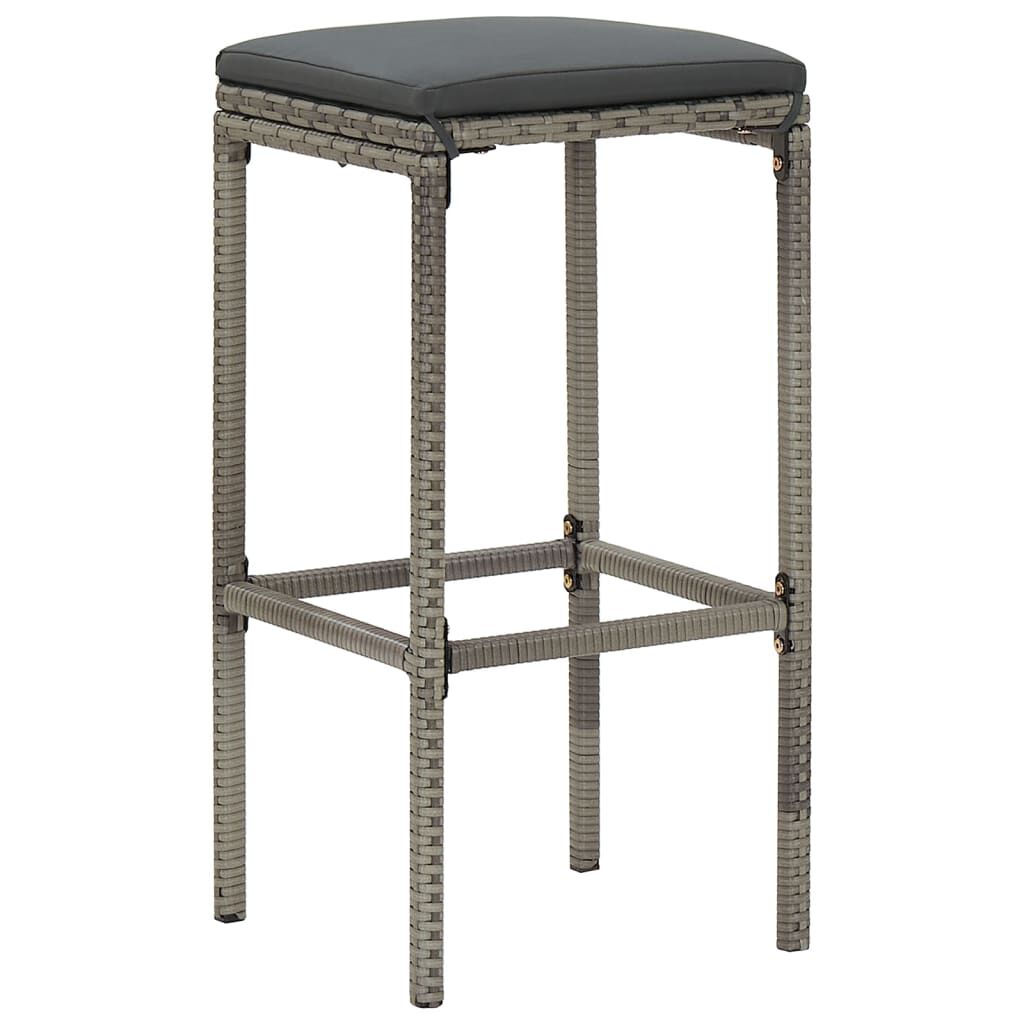 vidaXL 3 Piece Garden Bar Set Grey Solid Wood Acacia and Poly Rattan