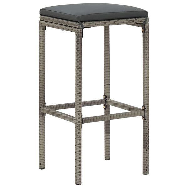 vidaXL 3 Piece Garden Bar Set Grey Solid Wood Acacia and Poly Rattan