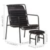 vidaXL Relaxing Armchair with a Footrest Black Real Leather
