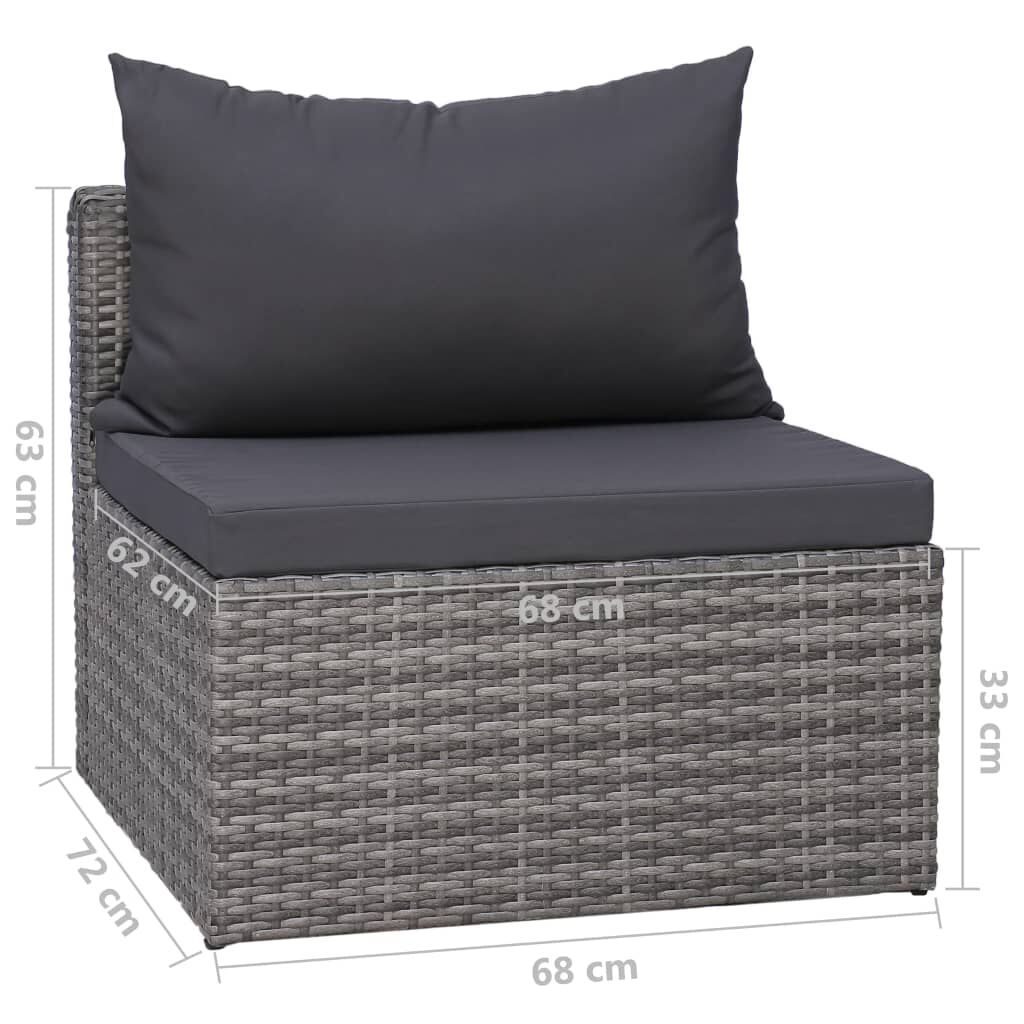 vidaXL 7 Piece Garden Lounge Set with Cushions Poly Rattan Grey
