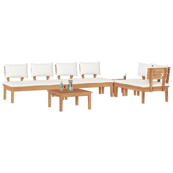vidaXL Garden Bench Set with Cushion 5 pcs Brown and Cream