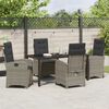 vidaXL Garden Dining Set with Cushion 5 pcs Grey Poly Rattan