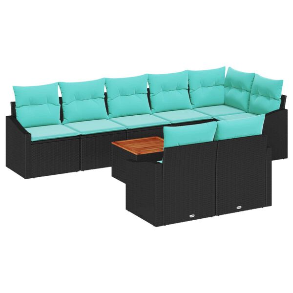 vidaXL Garden Sofa Set 9 pcs Black, turquoise