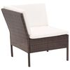 vidaXL 6 Piece Garden Lounge Set with Cushions Poly Rattan Brown