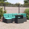 vidaXL Garden Sofa Set with Cushion 7 pcs Black and blue
