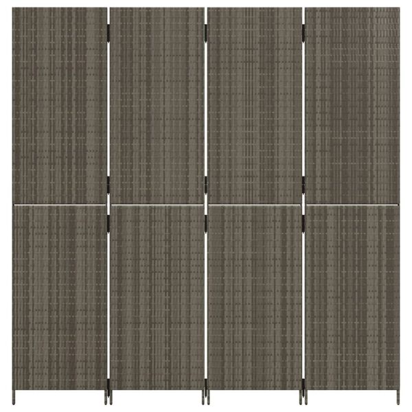 vidaXL Room Divider 4 Panels Grey Poly Rattan