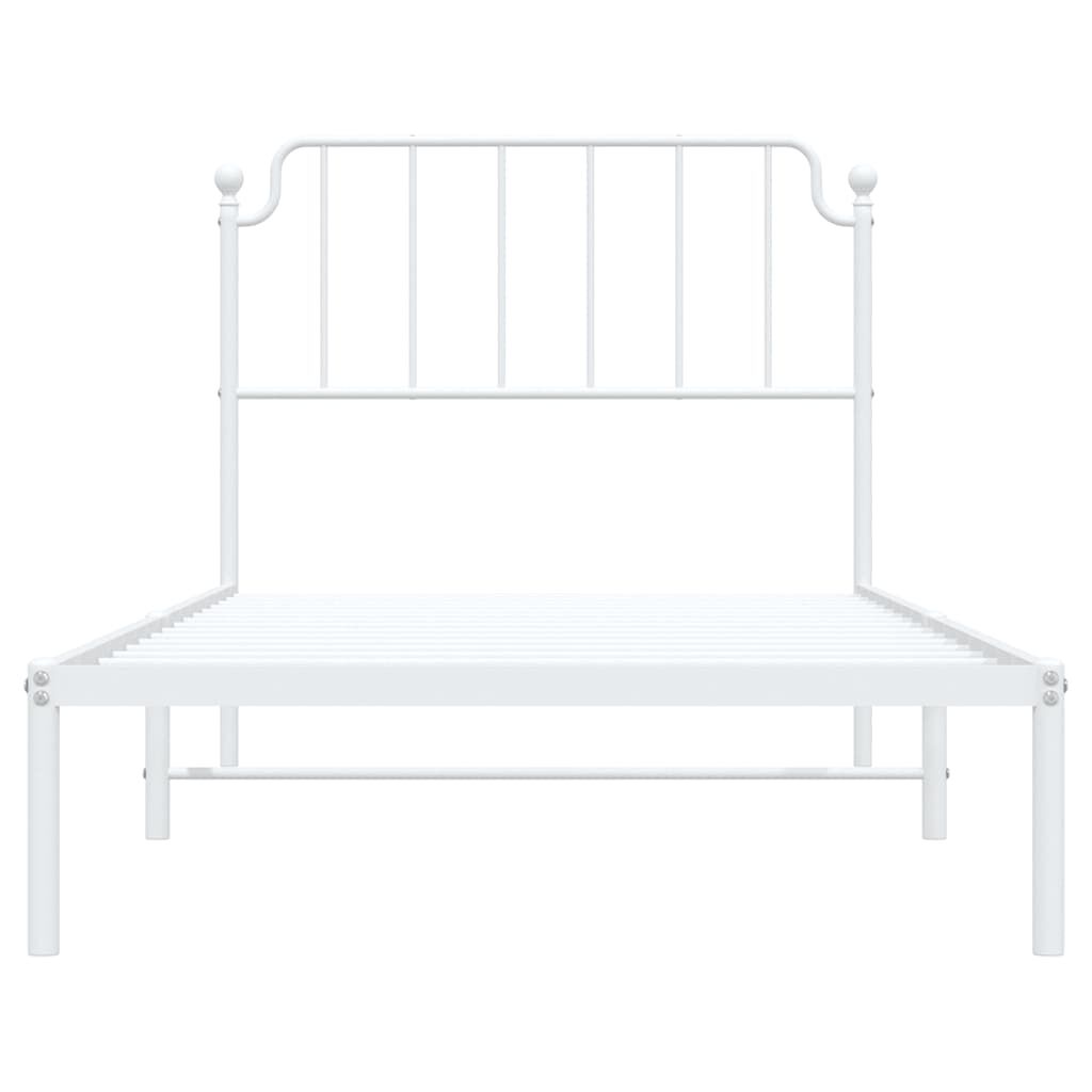 vidaXL Metal Bed Frame without Mattress with Headboard White 100x190cm