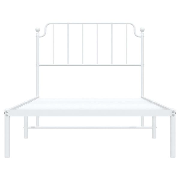 vidaXL Metal Bed Frame without Mattress with Headboard White 100x190cm