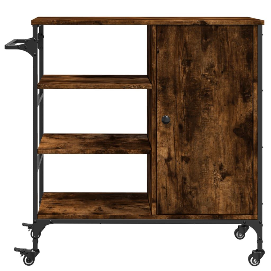 vidaXL Kitchen Trolley Smoked Oak 87.5x38.5x84.5 cm Engineered Wood