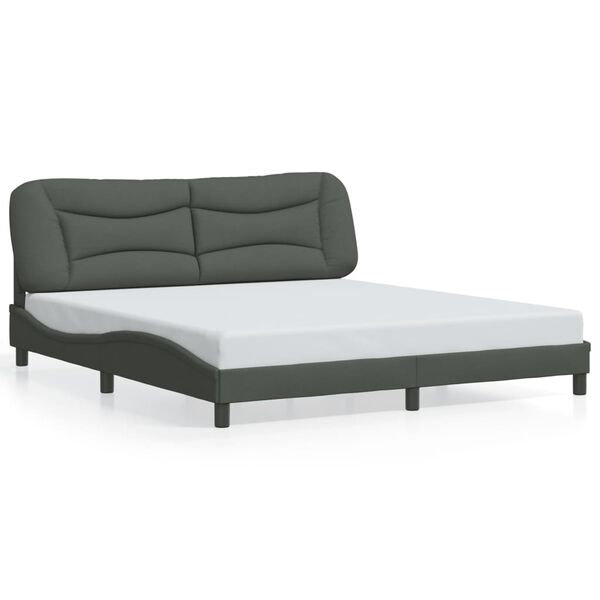 vidaXL Bed Frame without Mattress "Hvar" Dark Grey 183x213 cm Fabric
