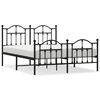 vidaXL Metal Bed Frame without Mattress with Footboard Black 135x190cm