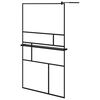 vidaXL Walk-in Shower Wall with Shelf Black 115x195 cm ESG Glass&Aluminium