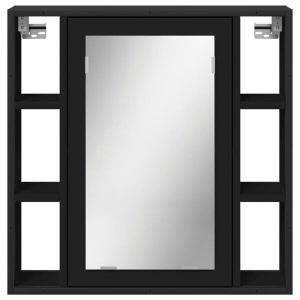 vidaXL Bathroom Mirror Cabinet Black 60x16x60 cm Engineered Wood