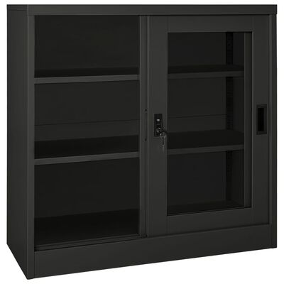 vidaXL Sliding Door Cabinet Anthracite 90x40x90 cm Steel