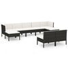 vidaXL 9 Piece Garden Lounge Set with Cushions Poly Rattan Black