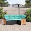 vidaXL 4 Piece Garden Sofa Set with Cushions Black Poly Rattan