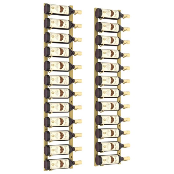 vidaXL Wall Mounted Wine Rack for 12 Bottles 2 pcs Gold Iron