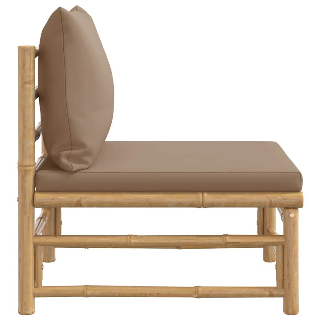 vidaXL Garden Middle Sofa with Taupe Cushions Bamboo