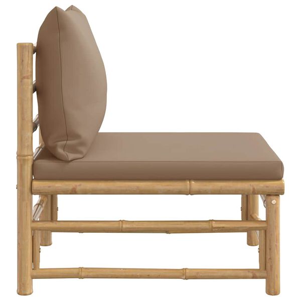 vidaXL Garden Middle Sofa with Taupe Cushions Bamboo