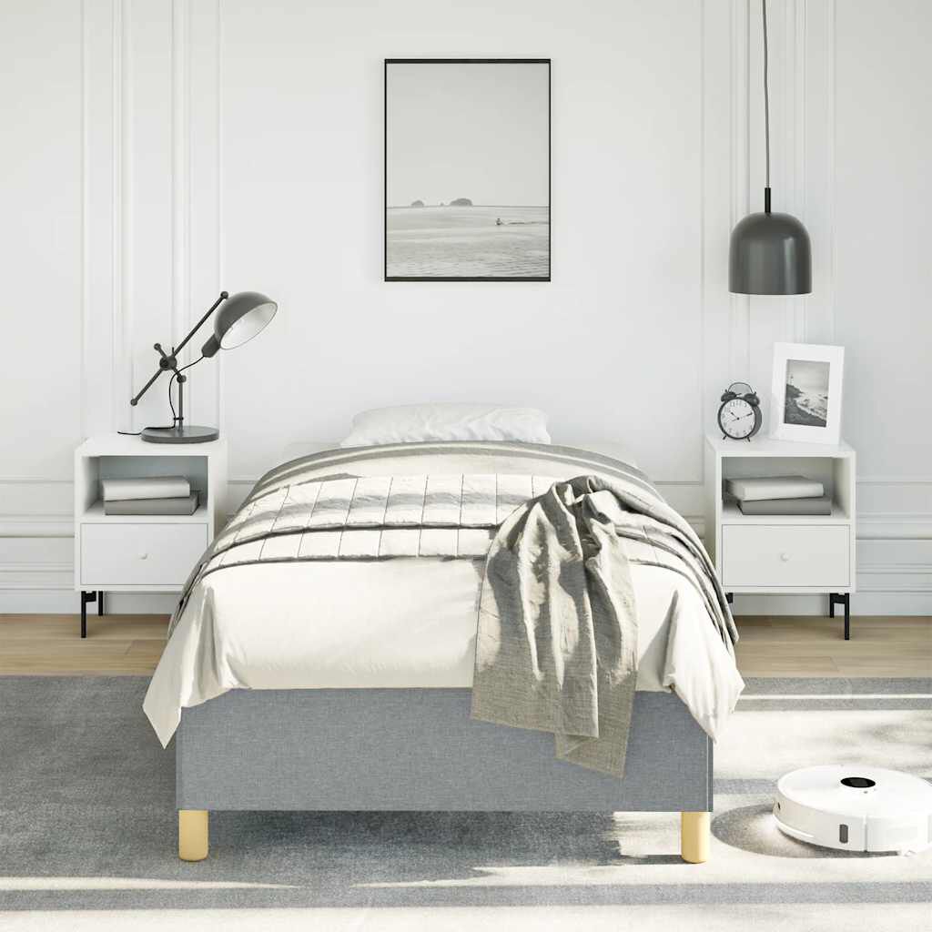 vidaXL Bed Frame without Mattress Light Grey 100x190 cm Twin Fabric