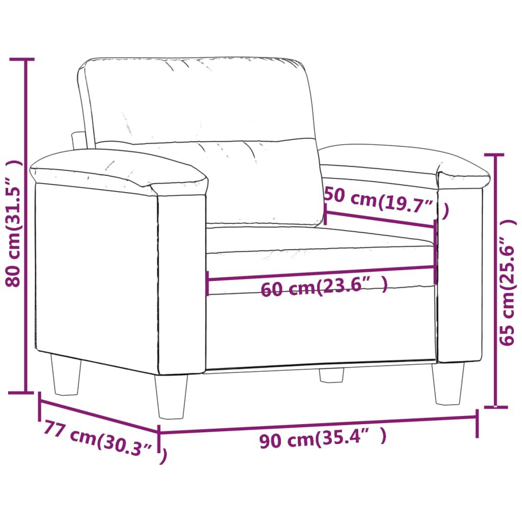vidaXL Sofa Chair Light Grey 60 cm Microfibre Fabric