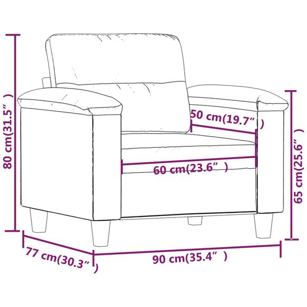 vidaXL Sofa Chair Light Grey 60 cm Microfibre Fabric