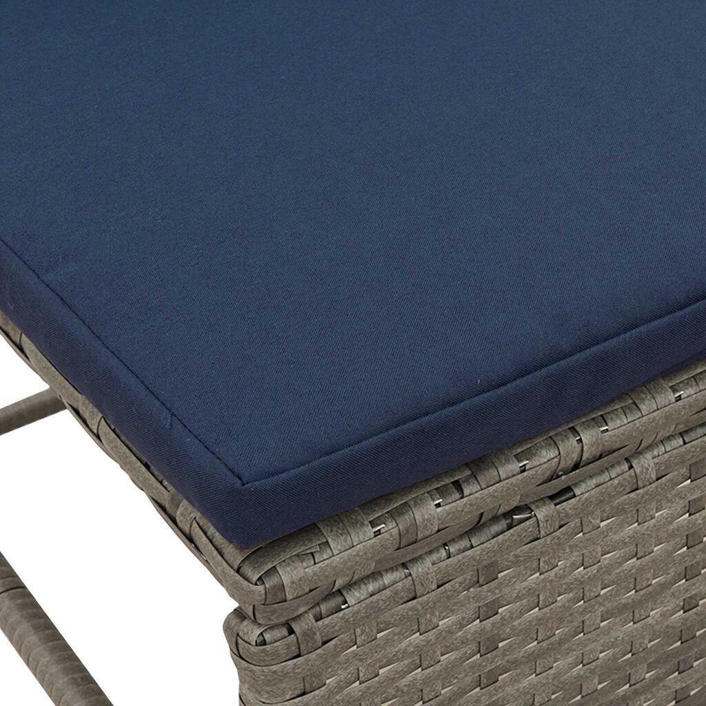 vidaXL Outdoor Sofa Set Grey and navy blue Rattan with metal frame