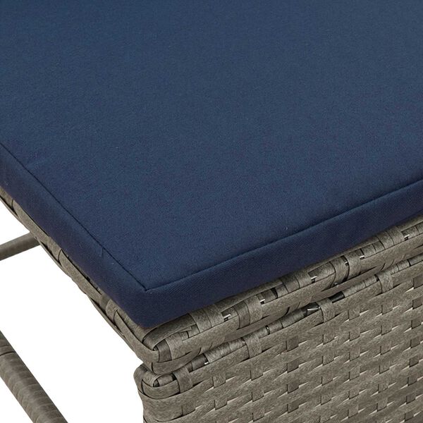 vidaXL Outdoor Sofa Set Grey and navy blue Rattan with metal frame