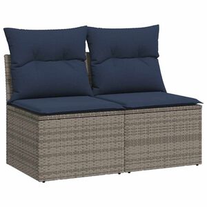 vidaXL 2 Piece Garden Sofa Set with Cushions Grey Poly Rattan Acacia