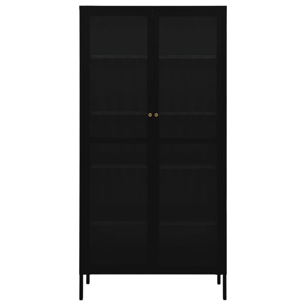 vidaXL Display Cabinet Black 90x40x180 cm Steel and Tempered Glass