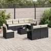 vidaXL 9 Piece Garden Sofa Set with Cushions Black Poly Rattan