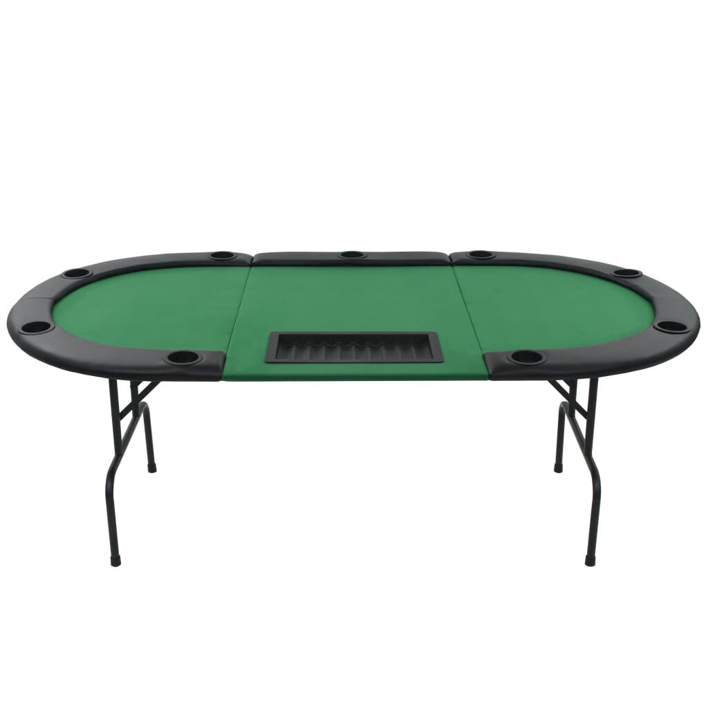 vidaXL 9-Player Folding Poker Table 3 Fold Oval Green