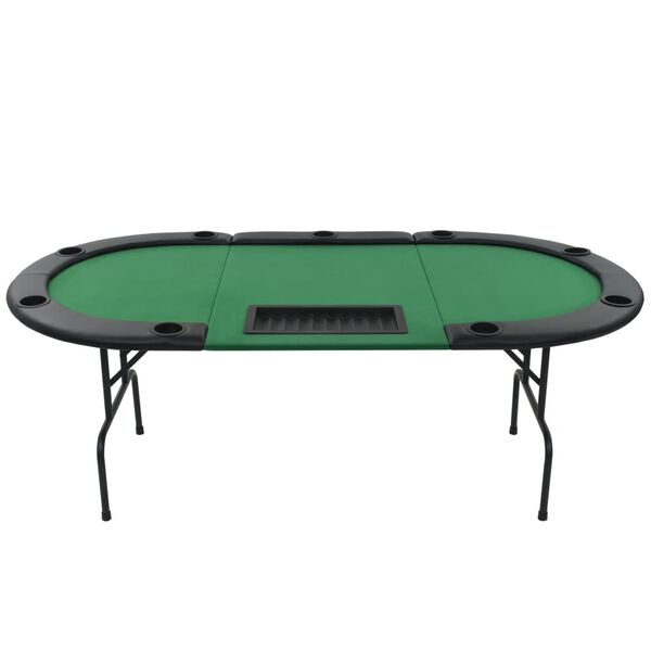 vidaXL 9-Player Folding Poker Table 3 Fold Oval Green