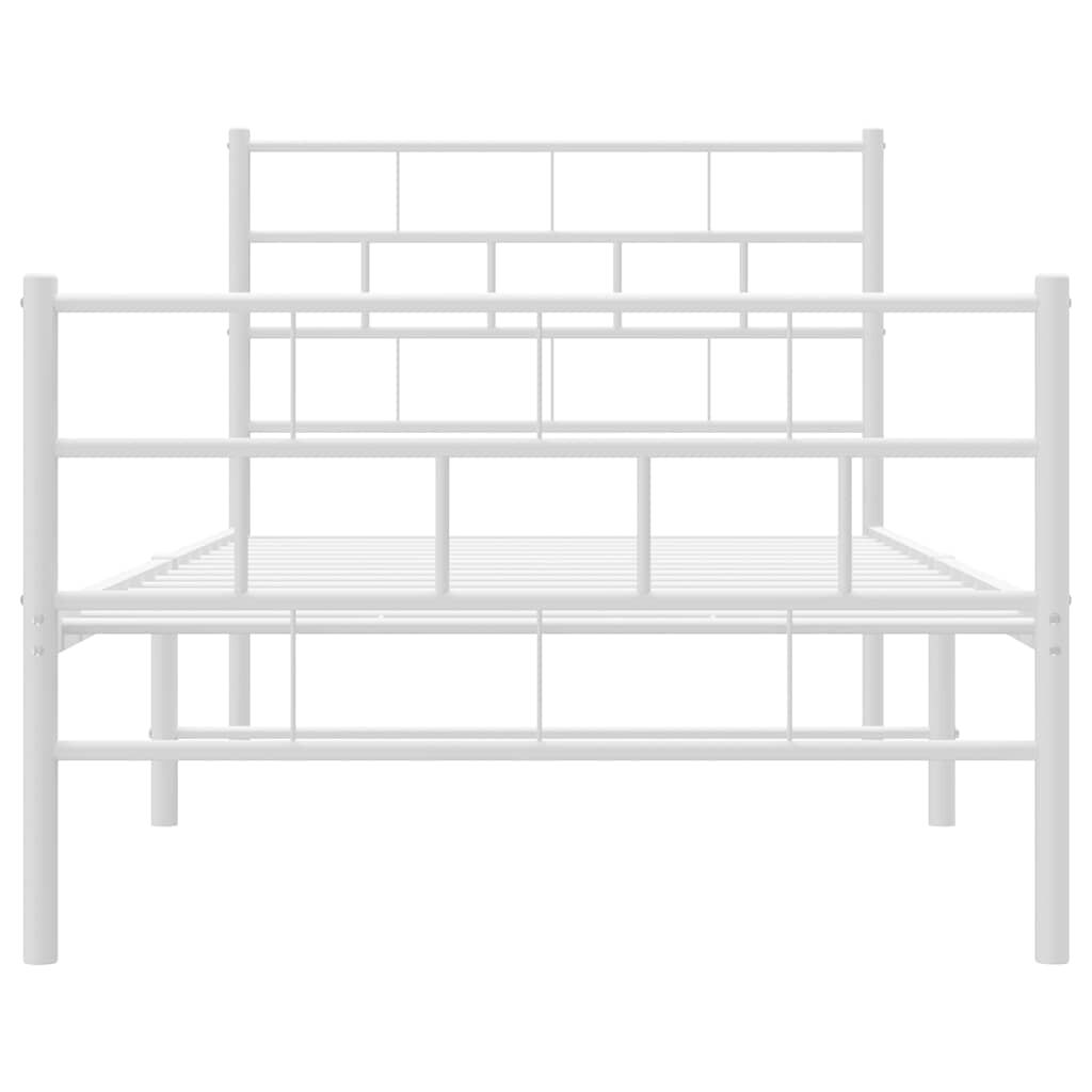 vidaXL Metal Bed Frame without Mattress with Footboard White 100x190cm