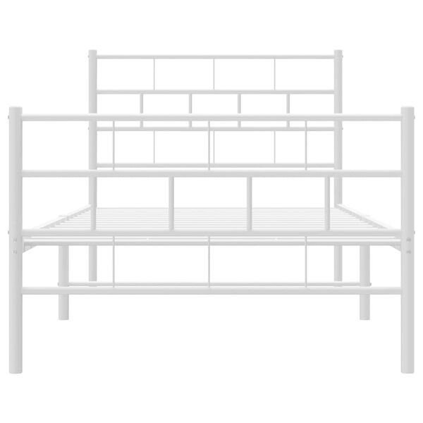 vidaXL Metal Bed Frame without Mattress with Footboard White 100x190cm