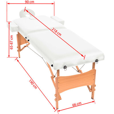 vidaXL 2-Zone Folding Massage Table 10 cm Thick White