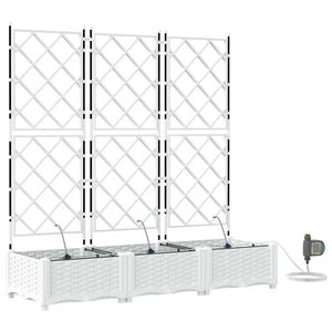 vidaXL Garden Planter 3 pcs White Steel