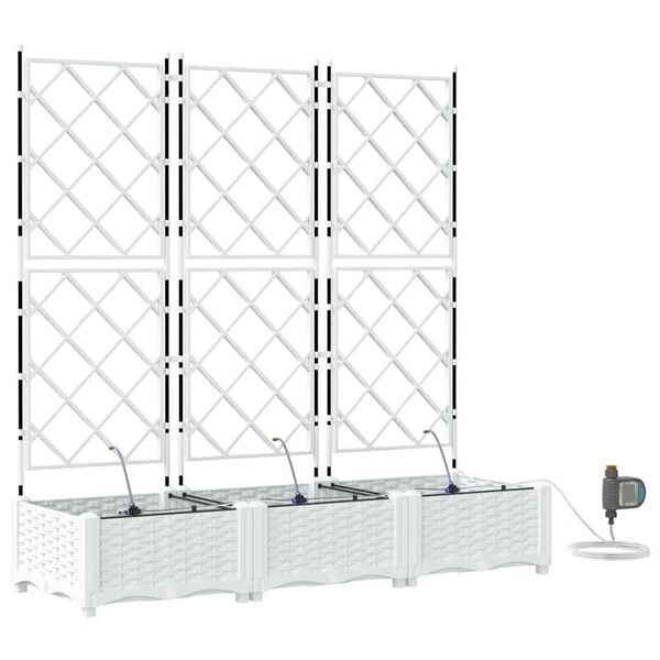 vidaXL Garden Planter 3 pcs White Plastic