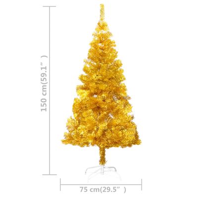 vidaXL Artificial Pre-lit Christmas Tree with Stand Gold 150 cm PET