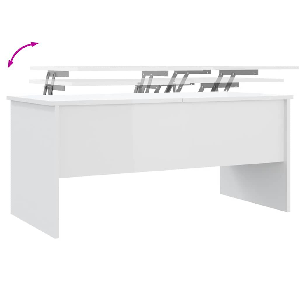 vidaXL Coffee Table High Gloss White 102x50.5x46.5 cm Engineered Wood